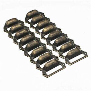 Antique Bronze Label Frame Drawer Pulls 16 Pack Zinc Cabinet Handles